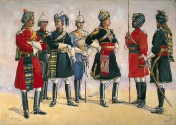 Britische Offiziere, Indische Armee, Illustration für 